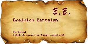 Breinich Bertalan névjegykártya